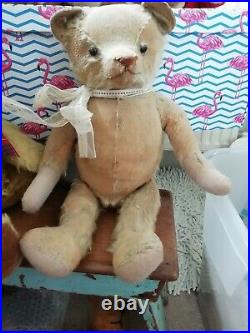 Rare Antique Musical Early Jointed Traditional Teddy Bear black button eyes Rare Antique Musical Early Jointed Traditional Teddy Bear black button eyes