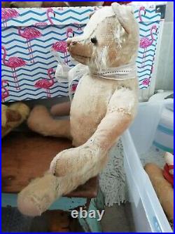 Rare Antique Musical Early Jointed Traditional Teddy Bear black button eyes Rare Antique Musical Early Jointed Traditional Teddy Bear black button eyes