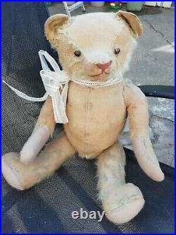 Rare Antique Musical Early Jointed Traditional Teddy Bear black button eyes