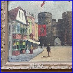 Rare Antique Oil Painting by James Bell Anderson West Gate, Canterbury