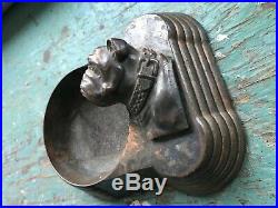 Rare Antique & Ornate Early 1900s Bronze & Copper BULLDOG Ashtray Dog Coin Tray