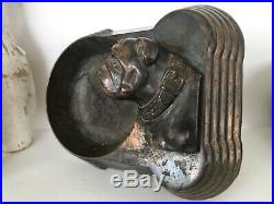 Rare Antique & Ornate Early 1900s Bronze & Copper BULLDOG Ashtray Dog Coin Tray