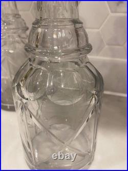 Rare Antique Pair Decanters C 1840 19th Cen Crystal Cut Glass Mallet Christmas