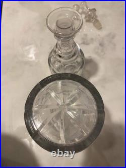 Rare Antique Pair Decanters C 1840 19th Cen Crystal Cut Glass Mallet Christmas