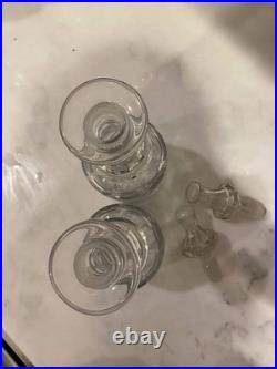 Rare Antique Pair Decanters C 1840 19th Cen Crystal Cut Glass Mallet Christmas