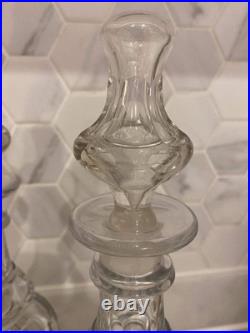 Rare Antique Pair Decanters C 1840 19th Cen Crystal Cut Glass Mallet Christmas