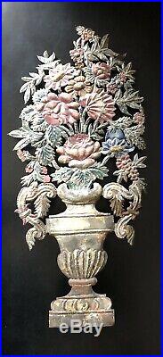 Rare Antique Pair of Tole Peinte Garniture Bouquet Urns Early 1800s