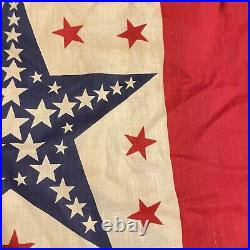 Rare Antique Patriotic Americana Star Bunting 5 Yards Early Cotton Aafa