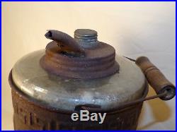 Rare Antique Pearl Glass / Tin Oil Can Kerosene Can Bottle Early Gas & Oil