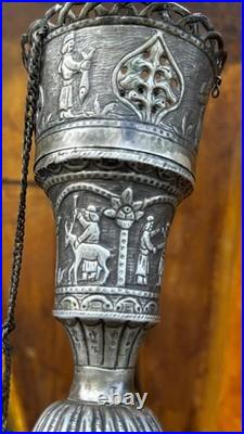 Rare Antique Persian Silver Hookah/Shisha Pipe Head Shiraz, Early 19th Century