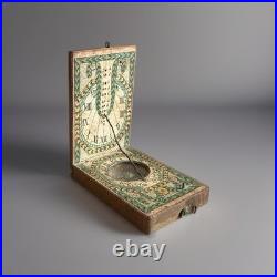 Rare Antique Pocket Diptych Sundial & Compass, D Beringer For American Mkt C1800