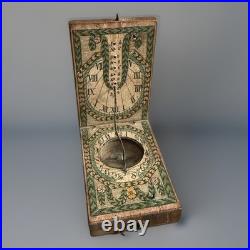 Rare Antique Pocket Diptych Sundial & Compass, D Beringer For American Mkt C1800