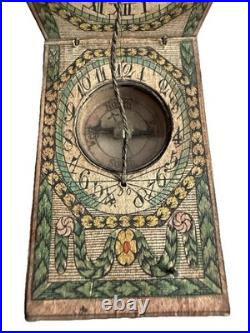 Rare Antique Pocket Diptych Sundial & Compass, D Beringer For American Mkt C1800