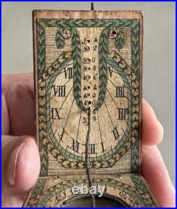Rare Antique Pocket Diptych Sundial & Compass, D Beringer For American Mkt C1800