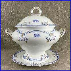Rare Antique Porcelain Tureen Early Coalport Large Centerpiece Punch Bowl 1820