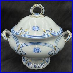 Rare Antique Porcelain Tureen Early Coalport Large Centerpiece Punch Bowl 1820