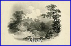 Rare Antique Print-TOPOGRAPHY-ROSLIN-SCOTLAND-EARLY LITHOGRAPHY-Nicholson-1821