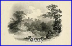 Rare Antique Print-TOPOGRAPHY-ROSLIN-SCOTLAND-EARLY LITHOGRAPHY-Nicholson-1821