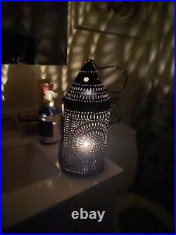 Rare Antique Punched Paul Revere Lantern Candle Tin Very Old Rustic Collectible