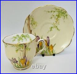 Rare Antique Royal Albert Crocus Bone China Coffee Duo 1931 Reg 769206