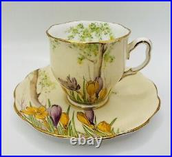 Rare Antique Royal Albert Crocus Bone China Coffee Duo 1931 Reg 769206