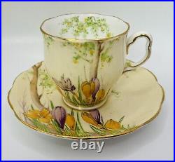 Rare Antique Royal Albert Crocus Bone China Coffee Duo 1931 Reg 769206