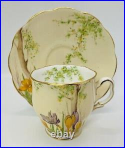 Rare Antique Royal Albert Crocus Bone China Coffee Duo 1931 Reg 769206