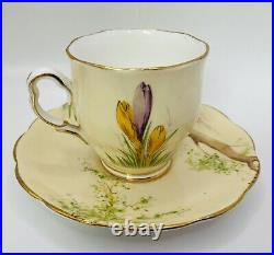 Rare Antique Royal Albert Crocus Bone China Coffee Duo 1931 Reg 769206