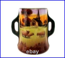 Rare Antique Royal Doulton Seriesware Antique Miniature Vase Sheep At Sunset Rare Antique Royal Doulton Seriesware Antique Miniature Vase Sheep At Sunset
