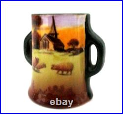 Rare Antique Royal Doulton Seriesware Antique Miniature Vase Sheep At Sunset Rare Antique Royal Doulton Seriesware Antique Miniature Vase Sheep At Sunset