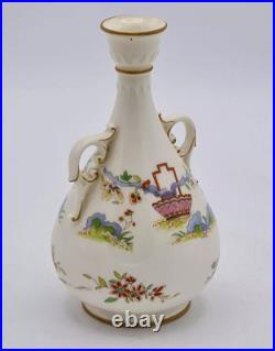 Rare Antique Royal Worcester Porcelain Two Hand Vase/Flask Oriental Hand Painted Rare Antique Royal Worcester Porcelain Two Hand Vase/Flask Oriental Hand Painted