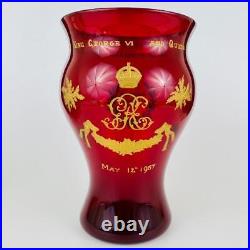 Rare Antique Ruby Glass Vase George VI Coronation c1937 Thomas Goode Ltd Ed no11