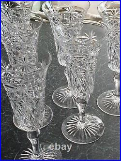 Rare Antique Set of 6 Stuart Crystal 1920's 7 Champagne Flutes Glasses Rare Antique Set of 6 Stuart Crystal 1920's 7 Champagne Flutes Glasses