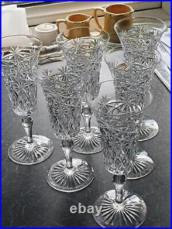 Rare Antique Set of 6 Stuart Crystal 1920's 7 Champagne Flutes Glasses Rare Antique Set of 6 Stuart Crystal 1920's 7 Champagne Flutes Glasses