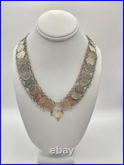 Rare Antique Silver Guatemala Coin Collar Necklace Dating As Early As 1811