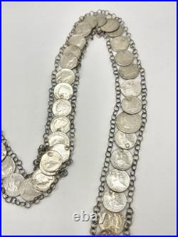 Rare Antique Silver Guatemala Coin Collar Necklace Dating As Early As 1811