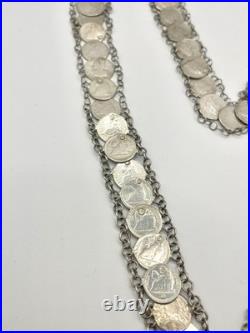 Rare Antique Silver Guatemala Coin Collar Necklace Dating As Early As 1811
