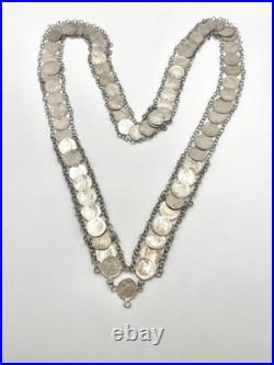 Rare Antique Silver Guatemala Coin Collar Necklace Dating As Early As 1811
