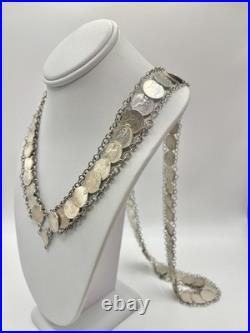 Rare Antique Silver Guatemala Coin Collar Necklace Dating As Early As 1811