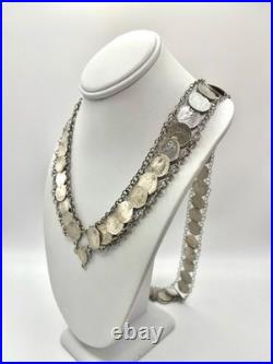 Rare Antique Silver Guatemala Coin Collar Necklace Dating As Early As 1811