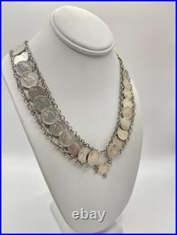 Rare Antique Silver Guatemala Coin Collar Necklace Dating As Early As 1811