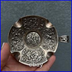 Rare Antique Silver-Plated Ashtray Flemish Baroque Late 19th-Early 20th