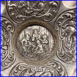 Rare Antique Silver-Plated Ashtray Flemish Baroque Late 19th-Early 20th