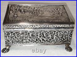 Rare Antique Solid Silver Dutch Import Embossed Box Early 1800's 350 Grams