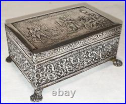 Rare Antique Solid Silver Dutch Import Embossed Box Early 1800's 350 Grams
