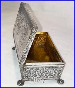 Rare Antique Solid Silver Dutch Import Embossed Box Early 1800's 350 Grams