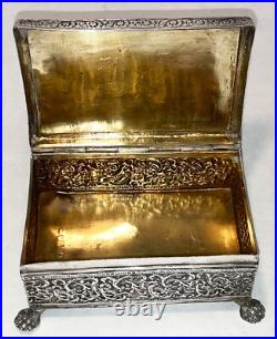 Rare Antique Solid Silver Dutch Import Embossed Box Early 1800's 350 Grams