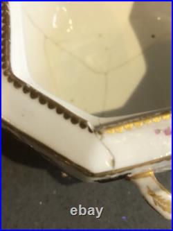 Rare Antique Spode 2527 Porcelain Teapot Staples Repair Early 19th Century