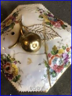 Rare Antique Spode 2527 Porcelain Teapot Staples Repair Early 19th Century