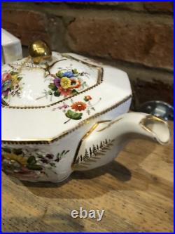 Rare Antique Spode 2527 Porcelain Teapot Staples Repair Early 19th Century